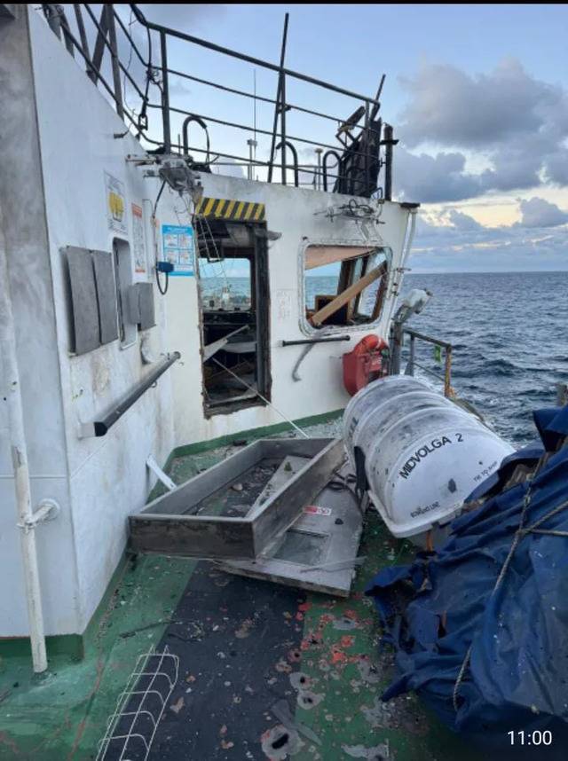 Saldırıya uğrayan “MIDVOLGA-2” adlı geminin görüntüleri 1