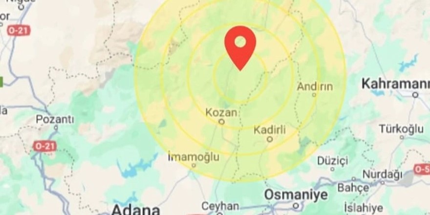 Adana'da bu sabah 4,6 büyüklüğünde deprem