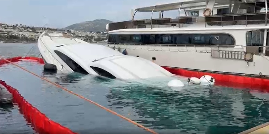 Gümbet İskelesi’nde lüks yat sulara gömüldü