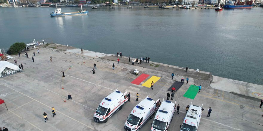 Zonguldak'ta gemi kazası tatbikatı gerçekleştirildi