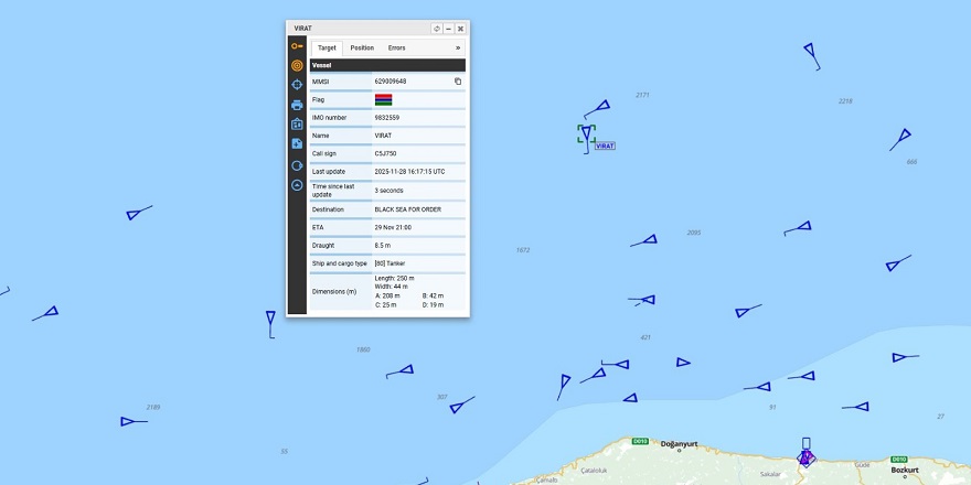 VIRAT isimli tanker, Karadeniz’de isabet aldı