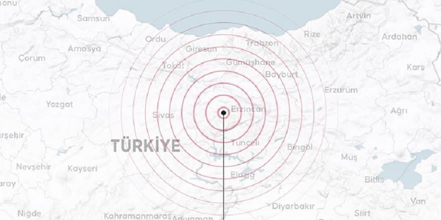 Erzincan'da 4,9 büyüklüğünde deprem