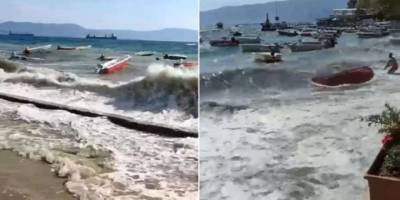 Şiddetli rüzgar tekneyi batırdı