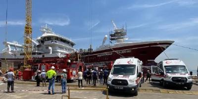 Başiskele'de korkutan gemi yangını!