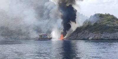 Yanan tekne kullanılmaz hale geldi