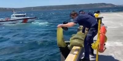 Çanakkale'de 16 çuval midye ele geçirildi