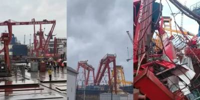 Altınova tersaneler bölgesinde vinç devrildi